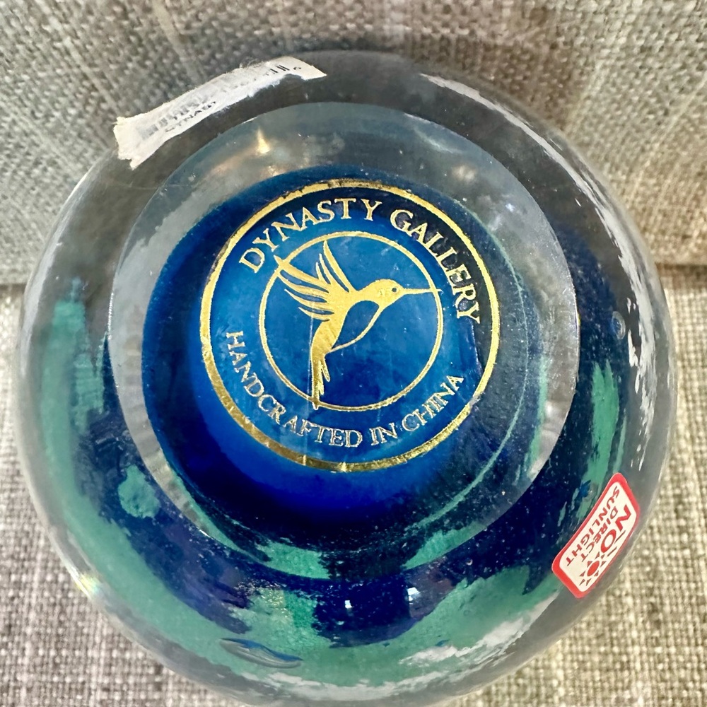 Dynasty Gallery  Blue and Green Art Glass Paperweight